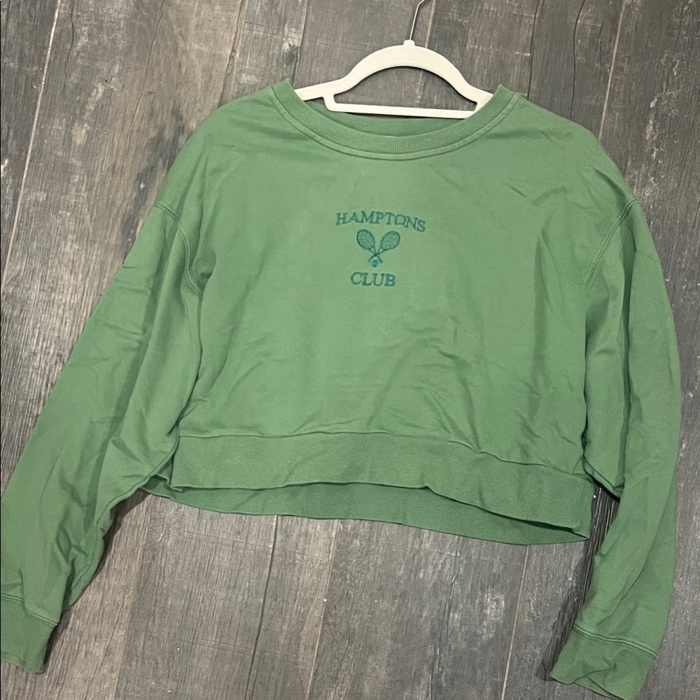 Green Hamptons Tennis Club Cropped Sweatshirt